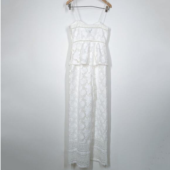 Rachel Zoe Margo Floral Lace Jumpsuit Sleeveless White Ecru Size 2 Preowned - Picture 5 of 12